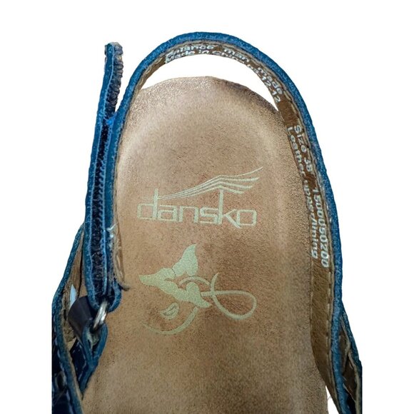 Dansko Jovie Blue Patent Leather Strappy Sandals Slingback Women's Size 7.5 - Picture 6 of 7
